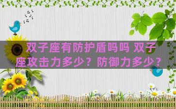 双子座有防护盾吗吗 双子座攻击力多少？防御力多少？